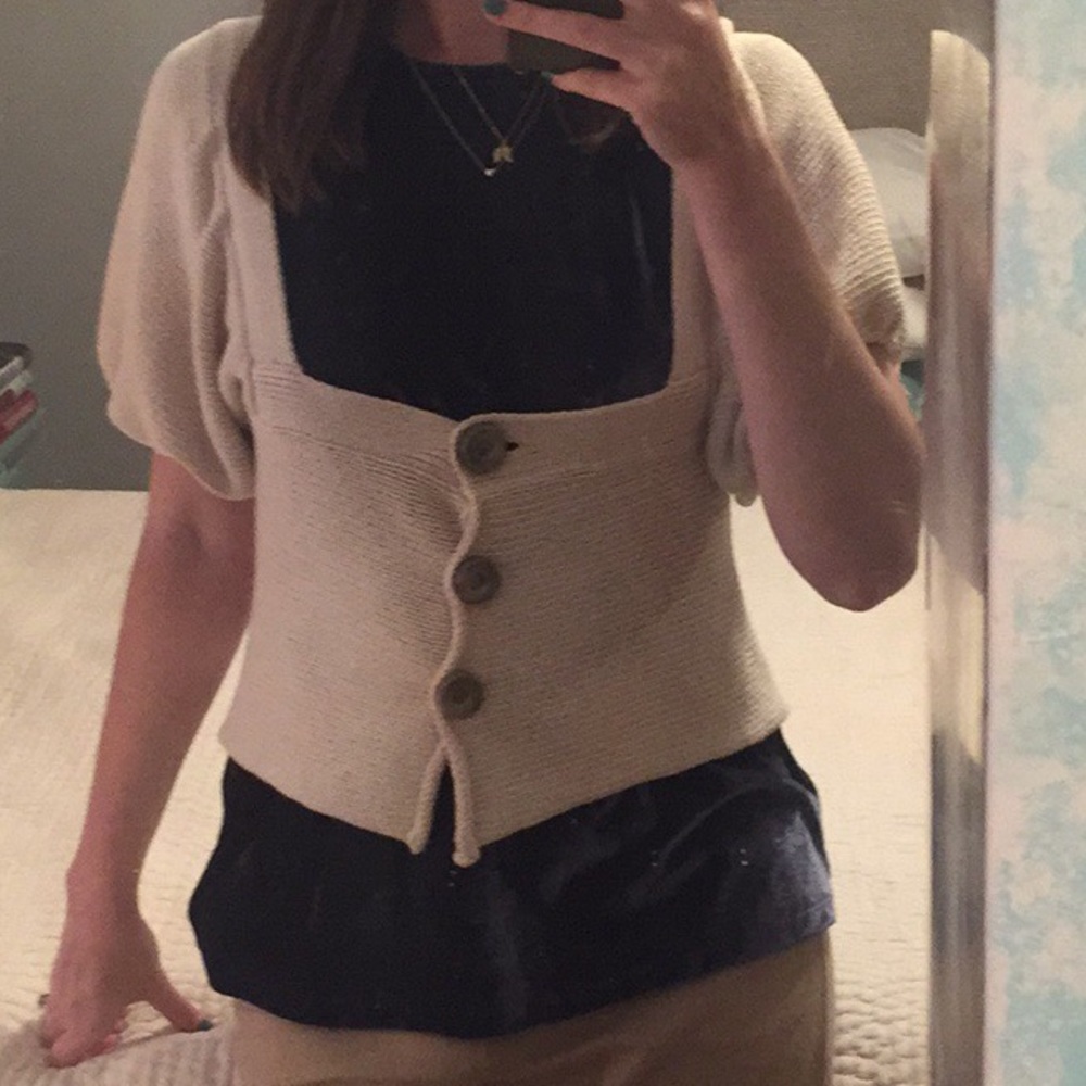 Free people cream cotton/poly shrug